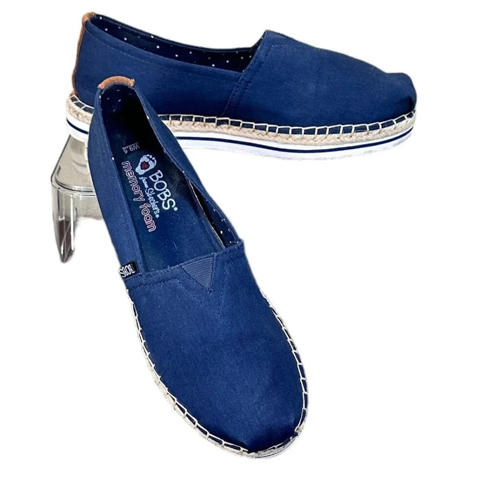 Skechers Womens Bobs Breeze Canvas Espadrille Memory Foam Slip on - size 9.5
